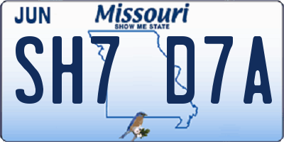 MO license plate SH7D7A