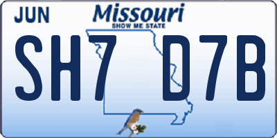 MO license plate SH7D7B