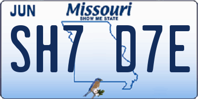 MO license plate SH7D7E