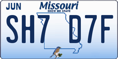 MO license plate SH7D7F