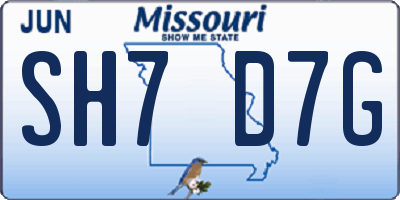 MO license plate SH7D7G