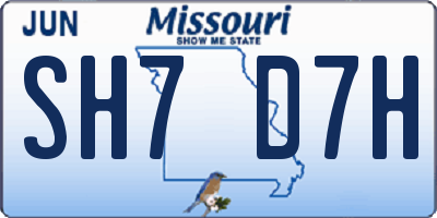 MO license plate SH7D7H