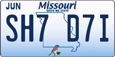 MO license plate SH7D7I