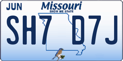 MO license plate SH7D7J