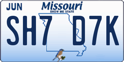 MO license plate SH7D7K