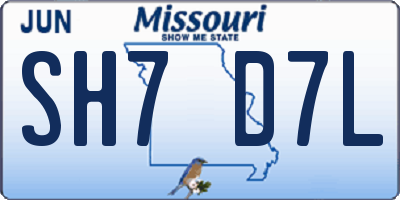 MO license plate SH7D7L