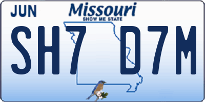 MO license plate SH7D7M