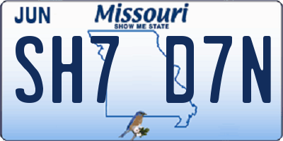 MO license plate SH7D7N
