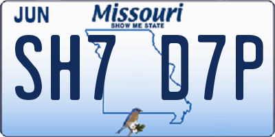 MO license plate SH7D7P