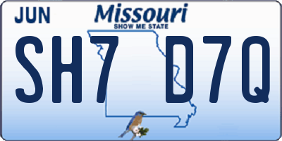 MO license plate SH7D7Q