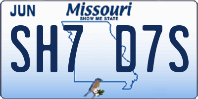 MO license plate SH7D7S