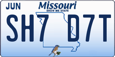 MO license plate SH7D7T