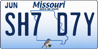MO license plate SH7D7Y