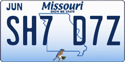 MO license plate SH7D7Z