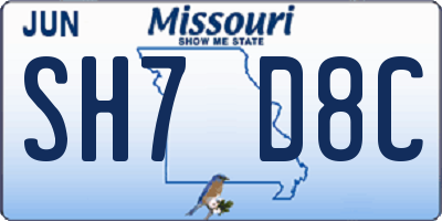 MO license plate SH7D8C