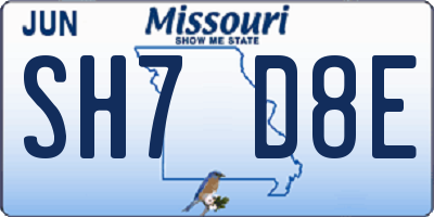 MO license plate SH7D8E