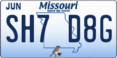 MO license plate SH7D8G