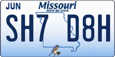 MO license plate SH7D8H