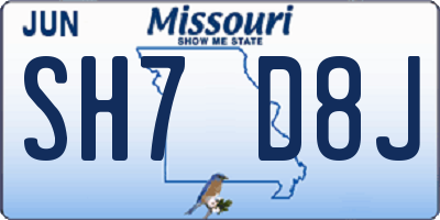 MO license plate SH7D8J