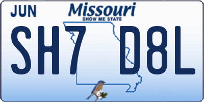 MO license plate SH7D8L