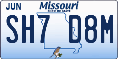 MO license plate SH7D8M