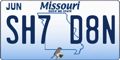 MO license plate SH7D8N