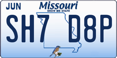 MO license plate SH7D8P