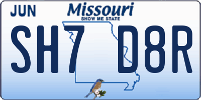 MO license plate SH7D8R