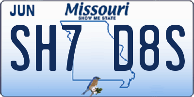 MO license plate SH7D8S