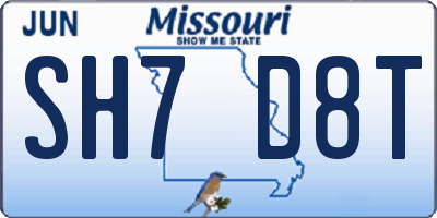 MO license plate SH7D8T