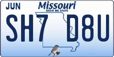 MO license plate SH7D8U