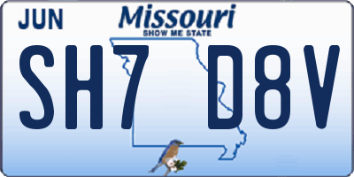 MO license plate SH7D8V