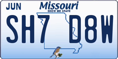 MO license plate SH7D8W