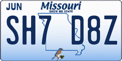 MO license plate SH7D8Z