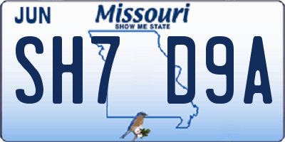 MO license plate SH7D9A
