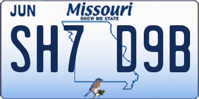 MO license plate SH7D9B