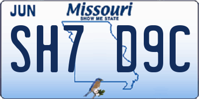 MO license plate SH7D9C