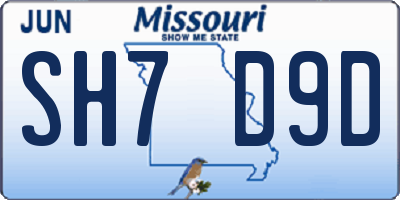 MO license plate SH7D9D
