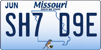 MO license plate SH7D9E