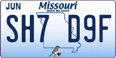 MO license plate SH7D9F