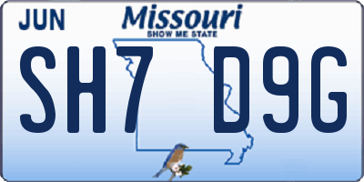 MO license plate SH7D9G
