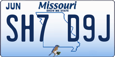 MO license plate SH7D9J