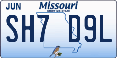 MO license plate SH7D9L