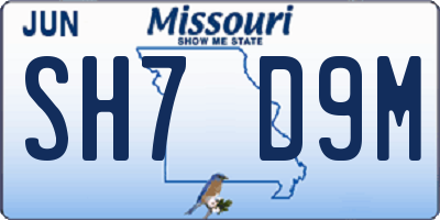 MO license plate SH7D9M