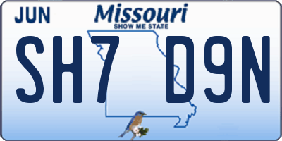 MO license plate SH7D9N