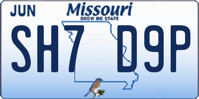 MO license plate SH7D9P