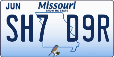 MO license plate SH7D9R