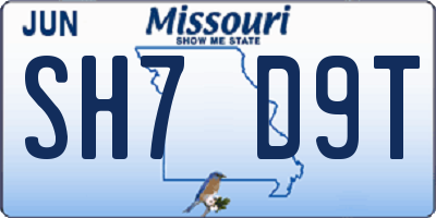 MO license plate SH7D9T