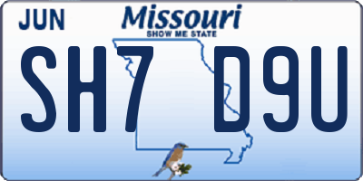 MO license plate SH7D9U