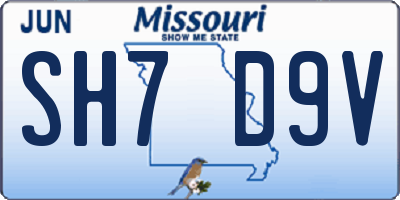 MO license plate SH7D9V